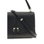 Ferragamo Black Calf Leather Bos Taurus Shoulder Bag