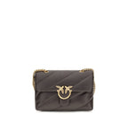 PINKO Brown Calf Leather Bos Taurus Shoulder Bag