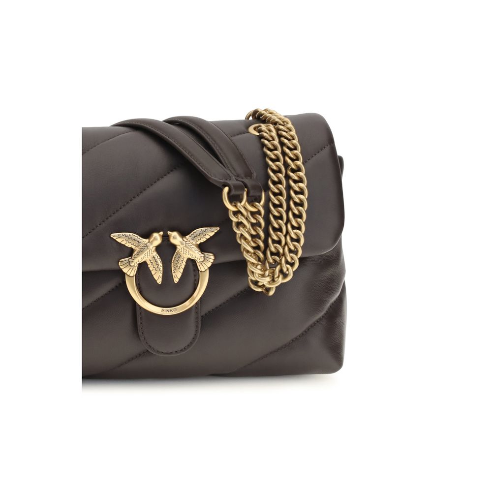PINKO Brown Calf Leather Bos Taurus Shoulder Bag
