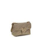 PINKO Gray Calf Leather Bos Taurus Shoulder Bag