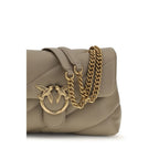 PINKO Gray Calf Leather Bos Taurus Shoulder Bag