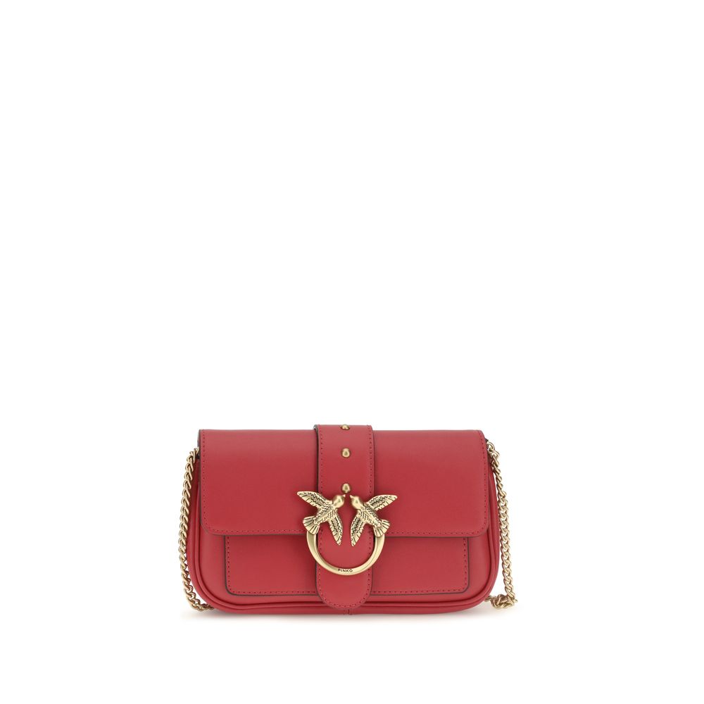 PINKO Red Calf Leather Bos Taurus Shoulder Bag
