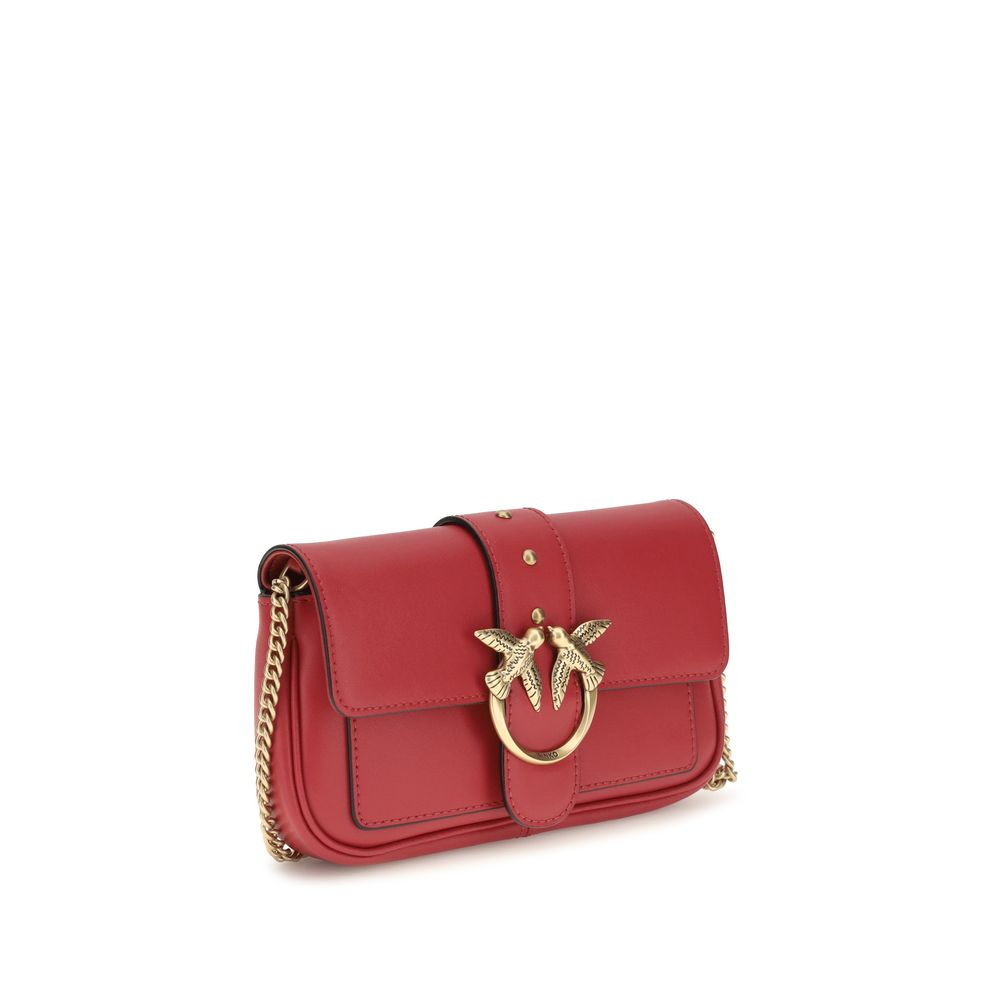 PINKO Red Calf Leather Bos Taurus Shoulder Bag