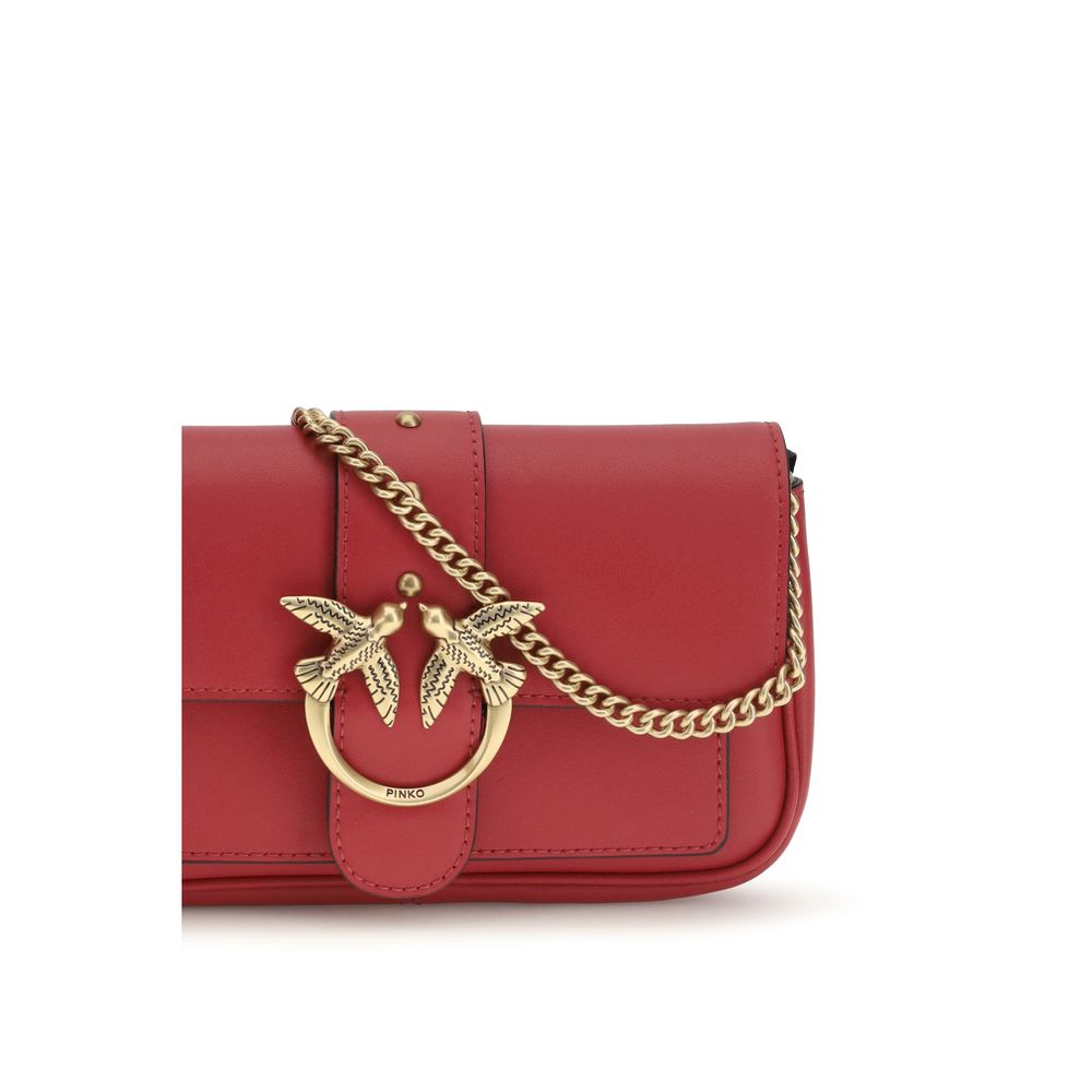 PINKO Red Calf Leather Bos Taurus Shoulder Bag