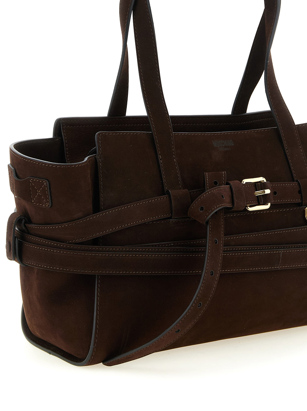 Moschino Brown Calfskin Handbag