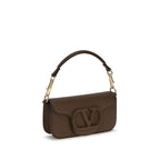 Valentino Garavani Brown Calf Leather Bos Taurus Shoulder Bag