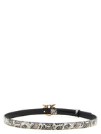 PINKO Gray Calfskin Thin Belt