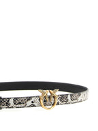 PINKO Gray Calfskin Thin Belt