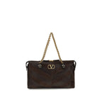 Valentino Garavani Brown Calf Leather Bos Taurus Shoulder Bag