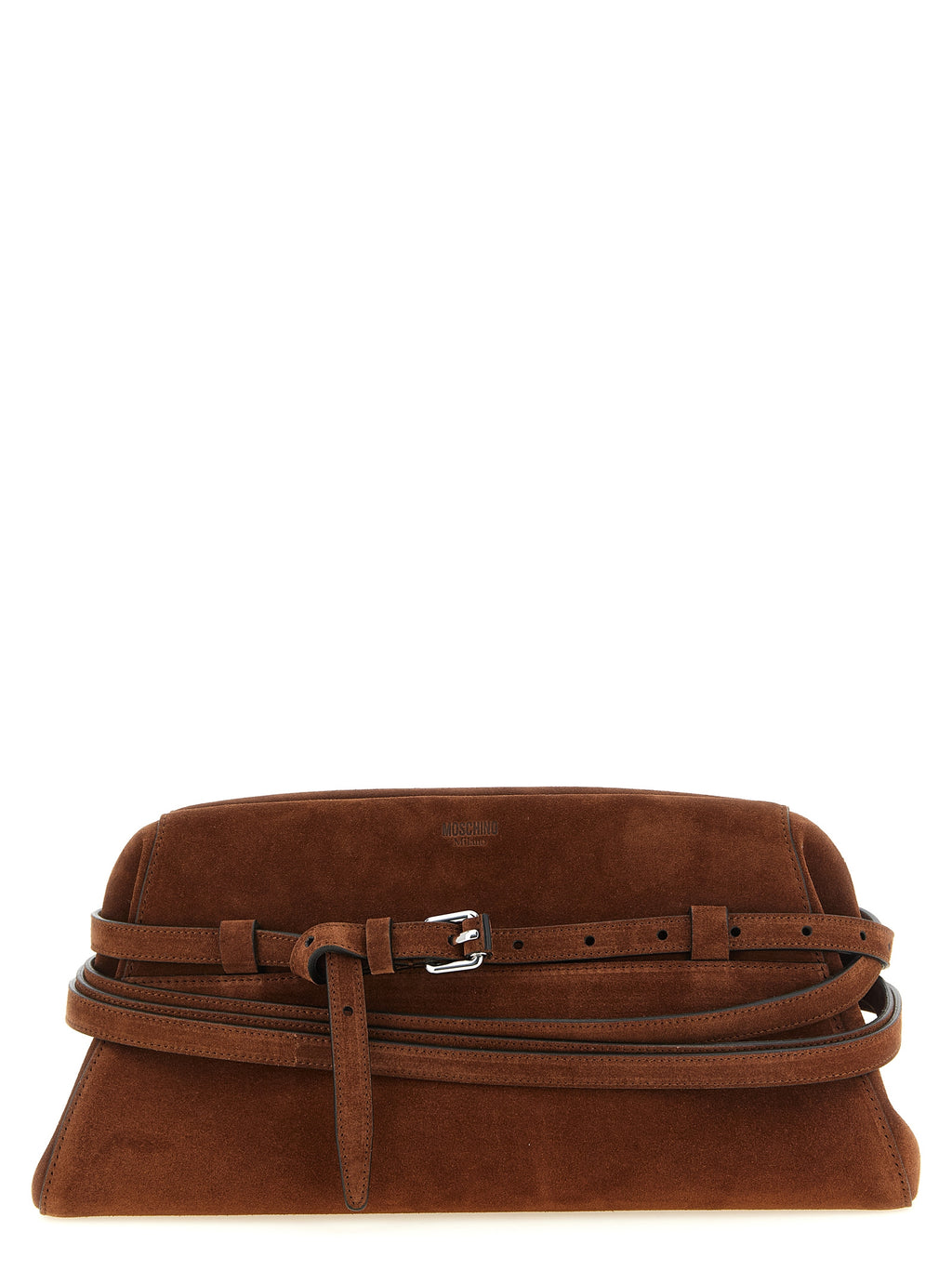 Moschino Brown Calfskin Clutch Bag