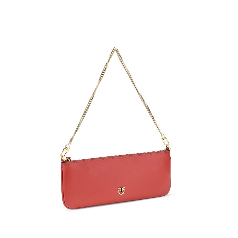 PINKO Red Calf Leather Bos Taurus Shoulder Bag