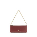 PINKO Bordeaux Calf Leather Bos Taurus Shoulder Bag