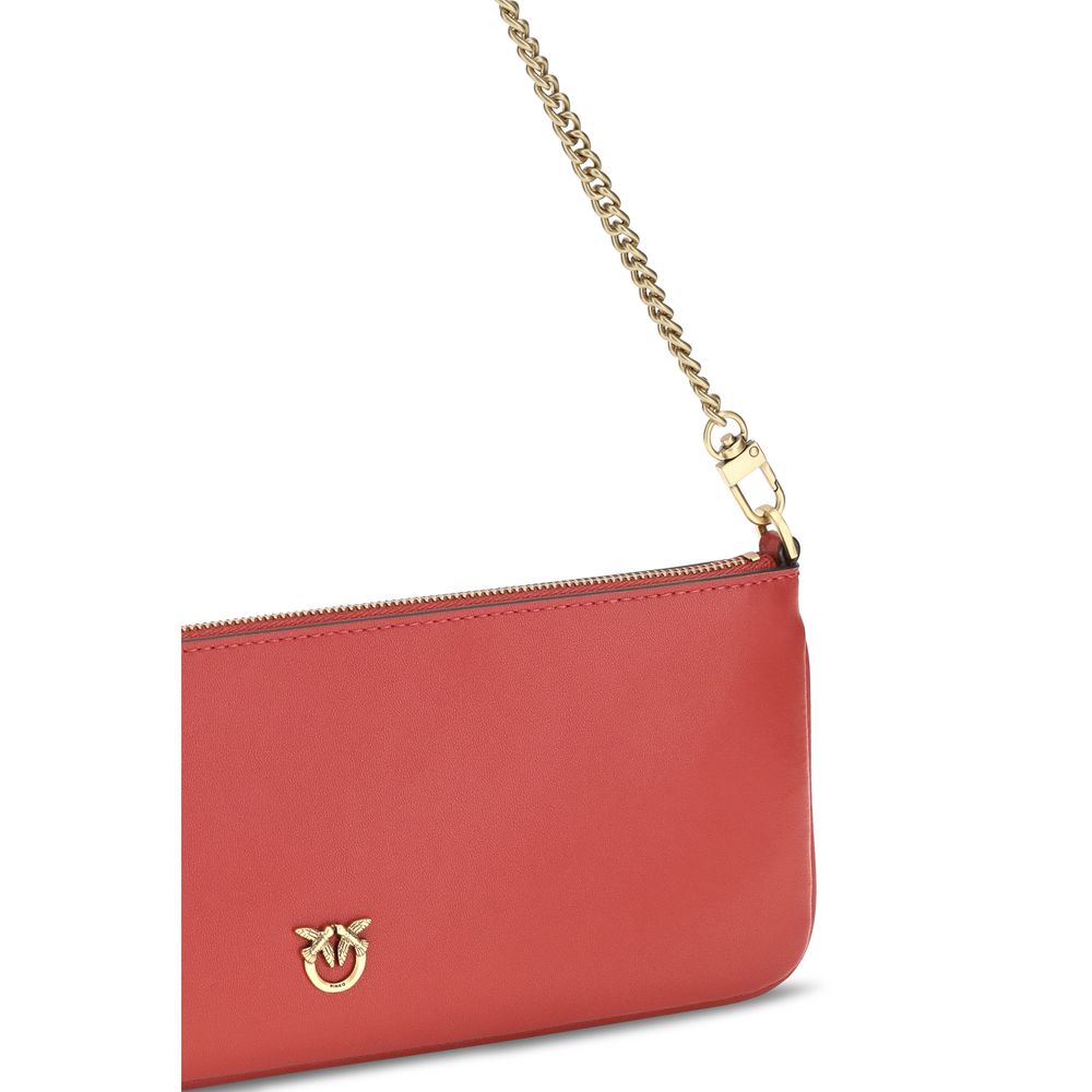 PINKO Red Calf Leather Bos Taurus Shoulder Bag