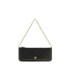 PINKO Black Calf Leather Bos Taurus Shoulder Bag