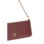 PINKO Bordeaux Calf Leather Bos Taurus Shoulder Bag