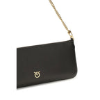 PINKO Black Calf Leather Bos Taurus Shoulder Bag