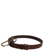 Dolce & Gabbana Men Brown Leather Gold Buckle Carabine Belt
