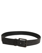 Dolce & Gabbana Black Leather Brushed Metal Buckle Men Belt