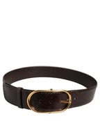 Dolce & Gabbana Brown Python Leather Gold Metal Buckle Belt