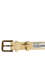 Dolce & Gabbana Beige Embossed Leather Gold Buckle Belt Strap Bracelet