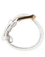 Dolce & Gabbana White Embossed Leather Gold Buckle Belt Strap Bracelet