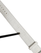 Dolce & Gabbana White Embossed Leather Gold Buckle Belt Strap Bracelet