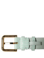 Dolce & Gabbana Green Textured Leather Gold Buckle Belt Strap Bracelet