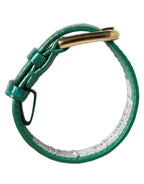 Dolce & Gabbana Green Embossed Leather Gold Buckle Belt Strap Bracelet