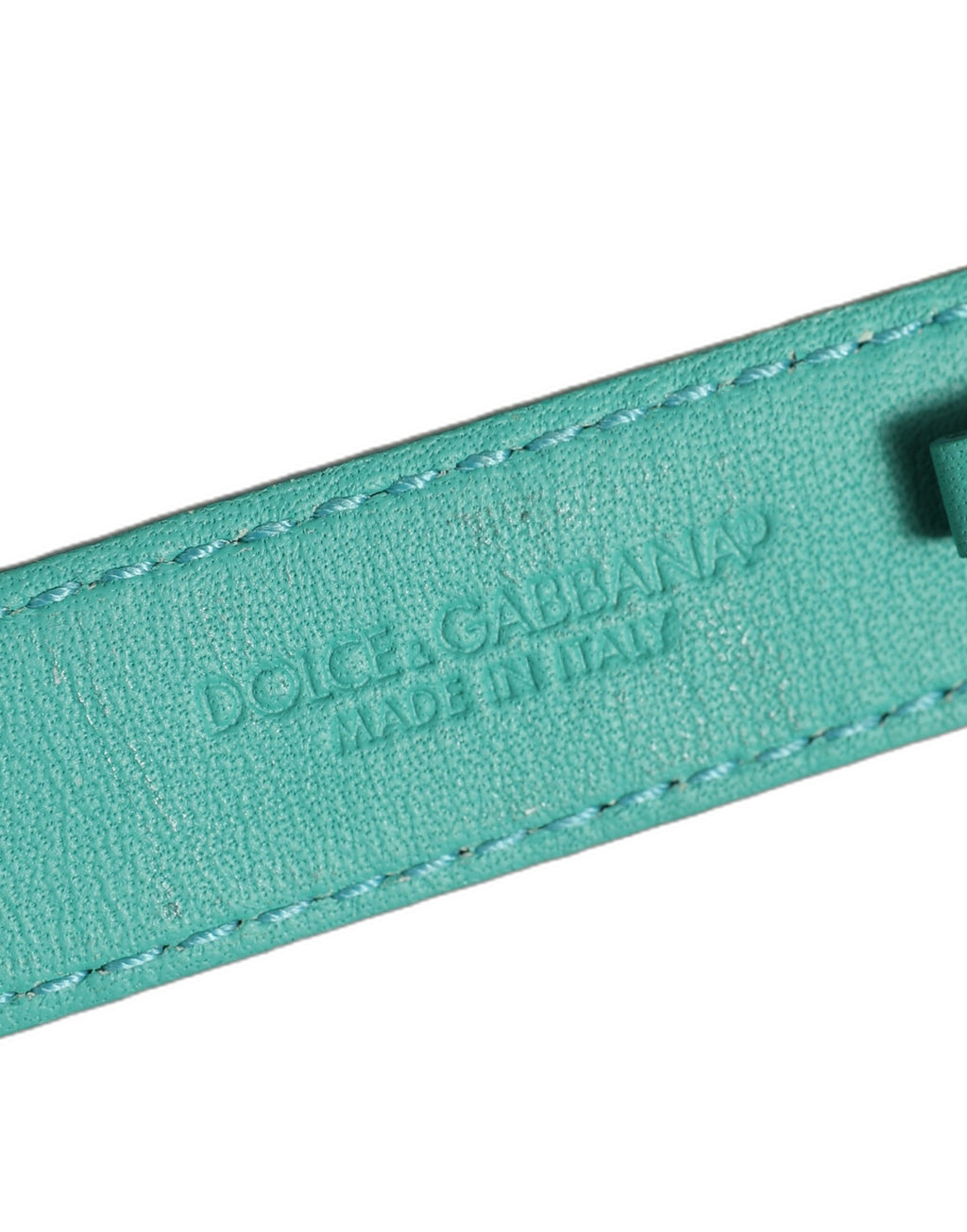 Dolce & Gabbana Blue Embossed Leather Gold Buckle Belt Strap Bracelet