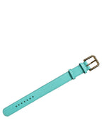 Dolce & Gabbana Blue Textured Leather Gold Buckle Belt Strap Bracelet