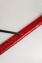 Dolce & Gabbana Red Embossed Leather Gold Buckle Belt Strap Bracelet