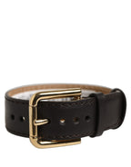 Dolce & Gabbana Black Calfskin Leather Gold Buckle Belt Strap Bracelet