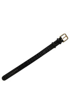 Dolce & Gabbana Black Textured Leather Gold Buckle Belt Strap Bracelet