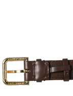 Dolce & Gabbana Brown Calfskin Leather Gold Buckle Belt Strap Bracelet