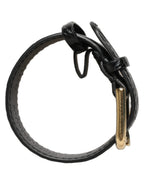 Dolce & Gabbana Black Textured Leather Gold Buckle Belt Strap Bracelet