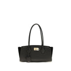 Ferragamo Black Calf Leather Bos Taurus Shoulder Bag