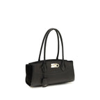 Ferragamo Black Calf Leather Bos Taurus Shoulder Bag