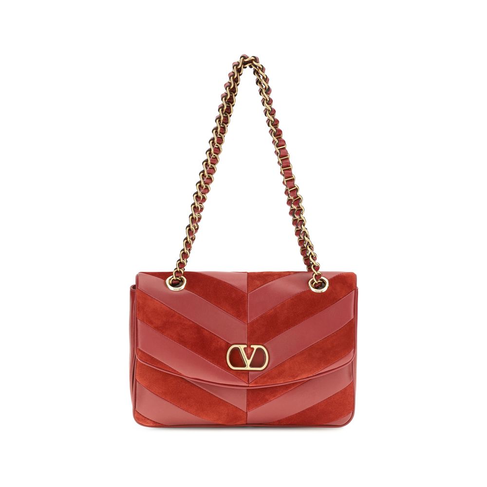 Valentino Garavani Red Suede Leather Shoulder Bag