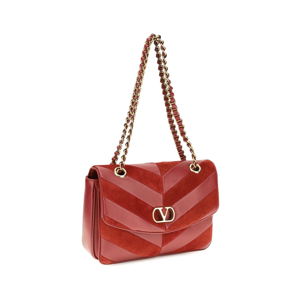 Valentino Garavani Red Suede Leather Shoulder Bag