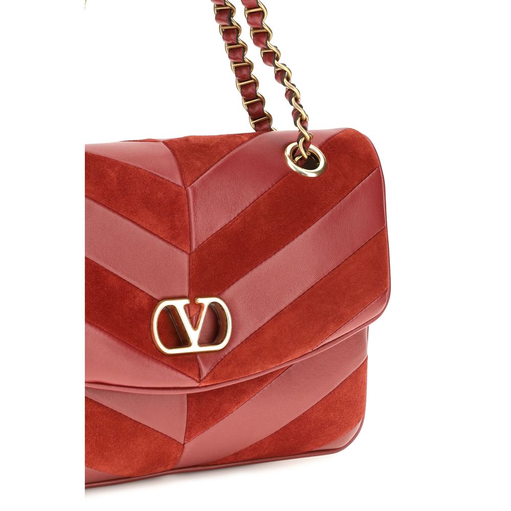 Valentino Garavani Red Suede Leather Shoulder Bag