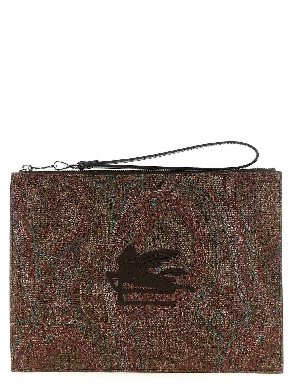 Etro Brown Cotton Clutch Bag