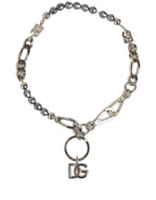 Dolce & Gabbana Silver Tone Chain Signature DG Logo Pendant Necklace