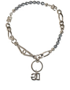 Dolce & Gabbana Silver Tone Chain Signature DG Logo Pendant Necklace