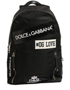 Dolce & Gabbana Men Black #DG LOVE Logo Patches Nylon Backpack Bag