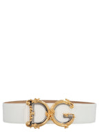 Dolce & Gabbana White Calfskin High-Waist Belt