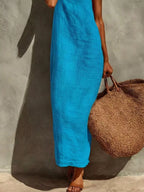 YSONA Sleeveless Linen Casual Maxi Dress — close-up view | Women's Dress | Shop YSONA