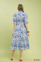 YSONA Umgee Floral Ruffle Trim Tiered Midi Dress — side view | Women's Dress | Shop YSONA