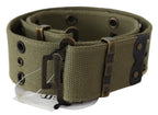 Ermanno Scervino Green 100% Cotton Rustic Bronze Buckle Belt