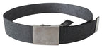 Exte Black Silver Metal Brushed Buckle Waist Belt