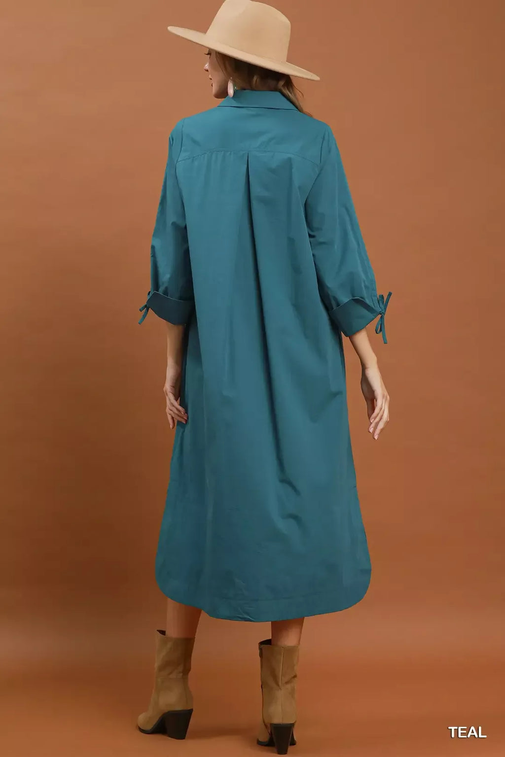 YSONA Umgee Collared Button Detail Relaxed Midi Dress — side view | Women's Dress | Shop YSONA